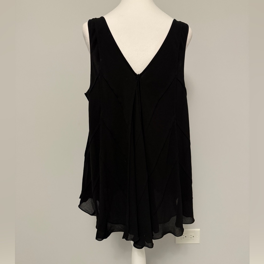 Max Studio Black V-Neck Ruffled Blouse - Picture 3 of 9